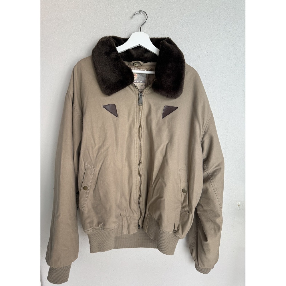 Rothco Flyers Jacket XL Khaki Bomber Faux Fur Collar Quilted Lining Coat